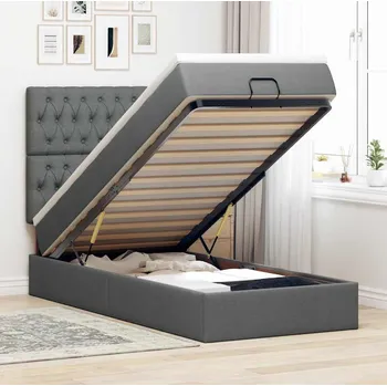 Postel vidaXL Osmanský postel s matrací 90x200 cm textil [3313210] Barva: Tmavě šedá