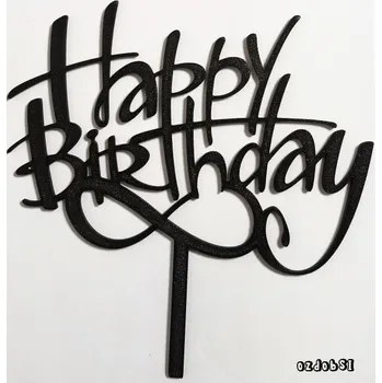 Happy Birthday velký dortový zápich - Pastelová růžová