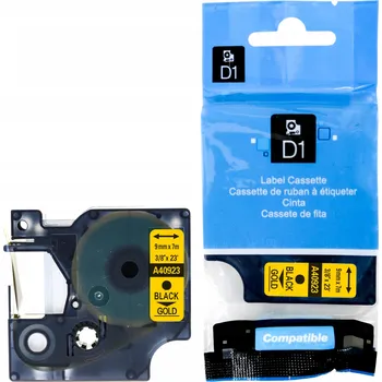 Pásek do tiskárny PÁSKA DO D1 DYMO 40923 9mm ZLATÁ ČERNÝ TISK 7m