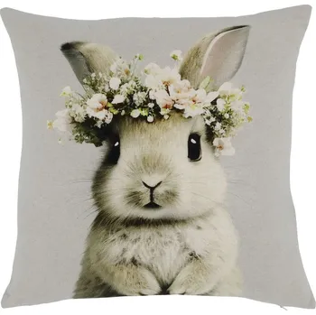 Dekorativní polštářek Béžovo-šedý povlak na polštář s králíčkem Rabbi - 45*45 cm