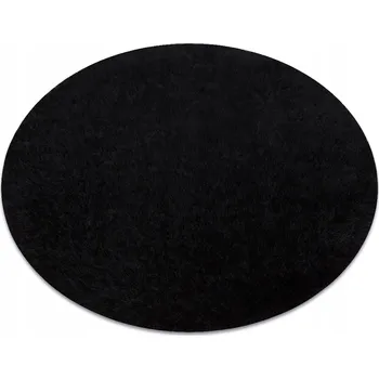 Koberec Koberec shaggy BUENOS měkký chlupatý jednobarevný černý kulatý kruh 80 cm