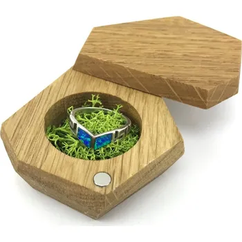 Dárková krabička Wook | dřevěná krabička na snubní prsten HEX - dub 401 text: bez textu