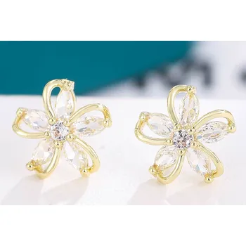 Náušnice B-TOP Pozlacené květinové náušnice Gold Flower