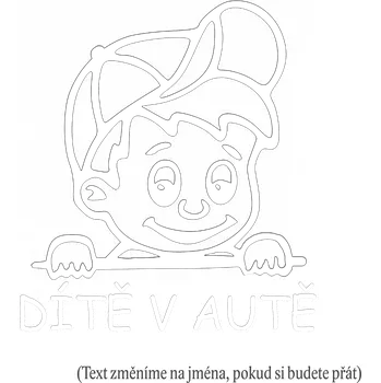 Samolepicí dekorace na vozidlo Dítě v autě kluk s kšiltovkou samolepka na auto - růžová světlá / 10x12 cm