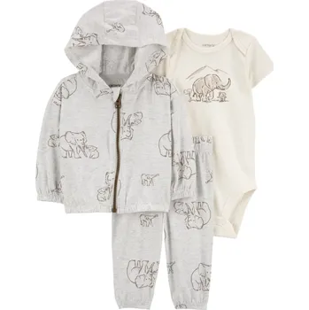 Kojenecká souprava CARTER'S Set 3dílný mikina, tepláky, body kr. rukáv Gray Elephant neutral MFL 9m/vel. 74