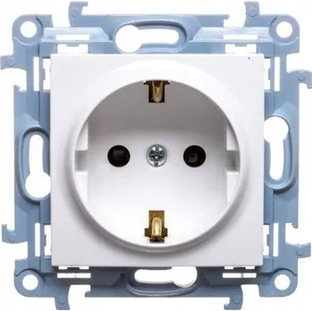 Elektrická zásuvka Simon 10 Zásuvka jednoduchá Schuko s clonkami bílá CGSZ1Z.01/11