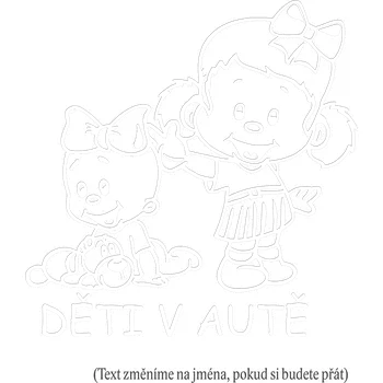 Samolepicí dekorace na vozidlo Dítě v autě Holka a holčička samolepka na auto - žlutá světlá / 10x10 cm