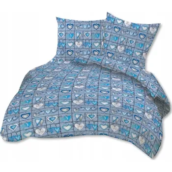 Povlečení Povlečení 140 x 200 cm, 70 x 80 cm, 140 g/m2, bavlna, 100% tyrkysová deska ve tvaru srdce