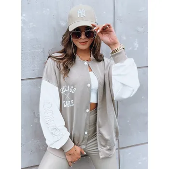 Dámská mikina Béžová baseballová mikina s potiskem OLDSCHOOL CHICAGO BY1209 Velikost: ONE SIZE