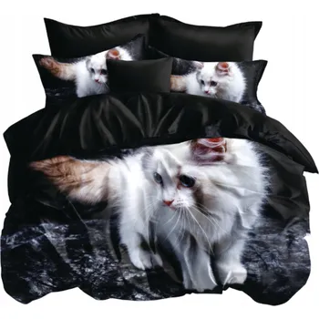 Povlečení Povlečení 160x200 Černá s kočkou Elegantní měkká souprava s prostěradlem