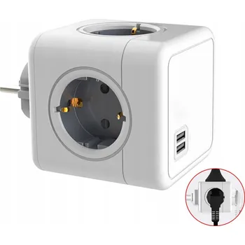 Elektrická zásuvka Prodlužovací přívod Kostka Magic Cube 4 zásuvky + 2x USB nabíječka
