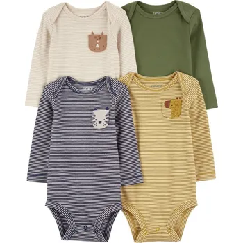 Kojenecký body CARTER'S Body dlouhý rukáv Navy/Olive Animal kluk 4ks 9m/vel. 74