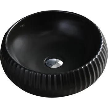 BPS-koupelny Keramické umyvadlo na desku HYD-NI-MTB-400 ⌀ 40 cm, černé matné