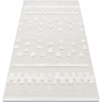 Koberec KOBEREC BAVLNA RECYKLOVANÁ MOROC 78x150 GEOMETRICKÝ béžový S TŘÁSNĚMI #D1401