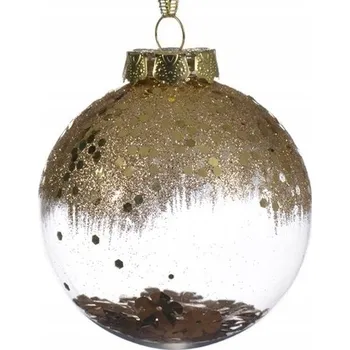 Vánoční dekorace Vánoční Koule ozdobná průhledná zlatý třpyt 8 cm