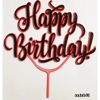 Happy Birthday barevný dortový zápich - Měděná