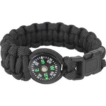 Vybavení pro přežití Náramek SURVIVAL PARACORD s kompasem ČERNÝ (Náramek SURVIVAL PARACORD s kompasem ČERNÝ)