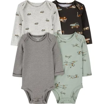 Kojenecký body CARTER'S Body dlouhý rukáv Green Stripe Airplane kluk 4ks 24m/vel. 92