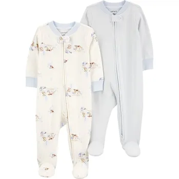 Kojenecká souprava CARTER'S Overal na zip Sleep&Play Blue Dog/Stripe kluk 2ks 9m/vel. 74