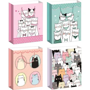 Dárková taška Taška dárková kočičky s glitrem M 18 x 23 x 10 cm