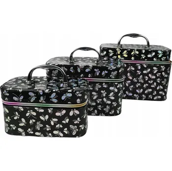 Organizér na kosmetiku MOTÝLCI KUFŘÍK KOSMETICKÝ ORGANIZÉR NA KOSMETIKU SADA KUFŘÍKŮ 3KS