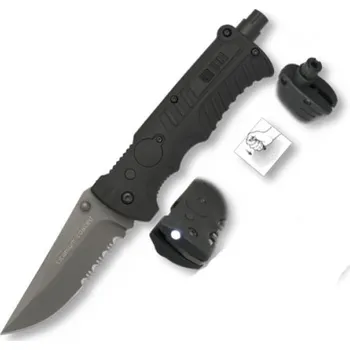 kapesní nůž Nůž zavírací Tactical 19587 záchranář KOMBI ČERNÝ se svítilnou (Nůž zavírací Tactical 19587 záchranář KOMBI ČERNÝ se svítilnou)