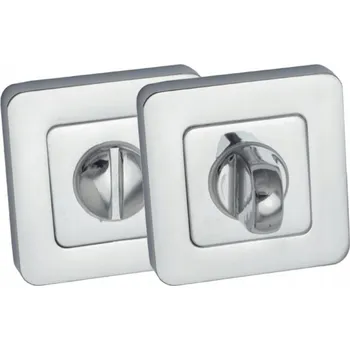 Dveřní kování Interiérová klika Alubrass Krátká, Čtvercová rozeta, Štítek s WC zámkem