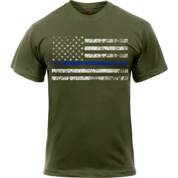 Pánská móda Triko THIN BLUE LINE US vlajka ZELENÉ (Triko THIN BLUE LINE US vlajka ZELENÉ)