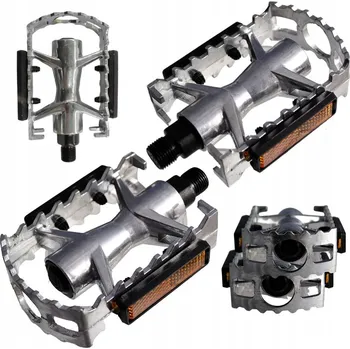 Pedál na kolo Hliníkové pedály na horské kolo (MTB) stříbrné s odrazkami - ODOLNÉ