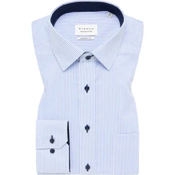 Pánská košile Košile Eterna Comfort Fit Streifen Twill pruhovaná světle modrá / bílá velikost: 54, délka rukávu: dlouhý rukáv
