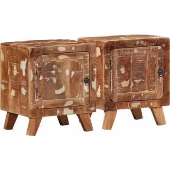 Noční stolek vidaXL Noční stolky 2 ks 40x32x46 cm masivní recyklované dřevo [4104510] Barva: Hnědá