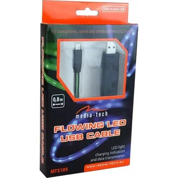 Datový kabel Kabel Media-tech USB - microUSB typ B 0,8 m zelený