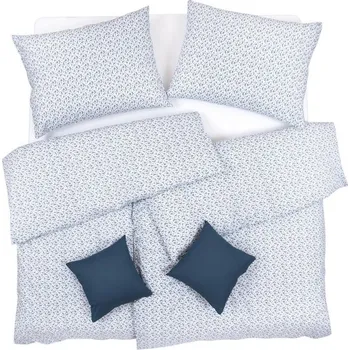 Povlečení SCANquilt povlečení KLASIK kytičky bílomodrá 140 x 200/70 x 90 cm