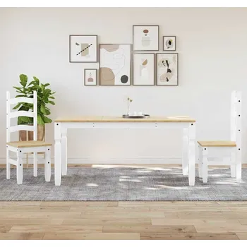 Jídelní set vidaXL Jídelní set ze 3 kusů "Panama" masivní dřevo borovice [3345201] Barva: Bílá