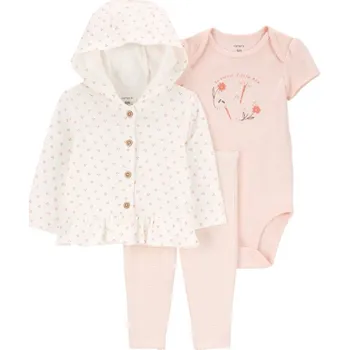 Kojenecká souprava CARTER'S Set 3dílný mikina, body kr. rukáv, legíny Pink Floral holka MFL 6m/vel. 68