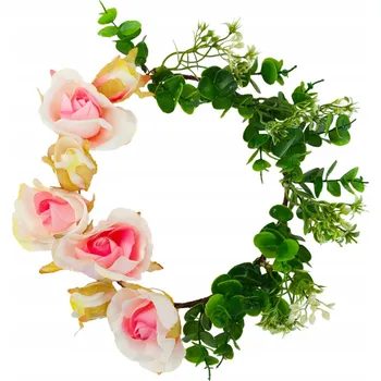 Věnec DEKORATIVNÍ VĚNEC JARNÍ VELIKONOČNÍ RŮŽE KVĚTINY