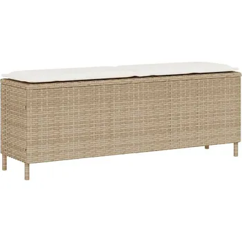 Zahradní nábytek vidaXL Zahradní lavice polštářem světle šedá 110x30x40,5 cm Poly ratan [4104155] Barva: béžová a krémově bílá