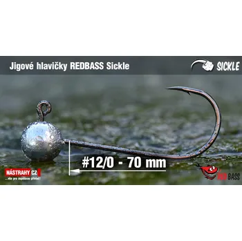Rybářský háček Jigová hlavička REDBASS Sickle #12/0 - 70 mm - 12/0 - 10g, 2ks