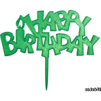 Happy Birthday č.12 - plastový zápich - Zelená