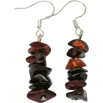 Náušnice Jantarové naušnice tmavé, dlouhé s ocelí