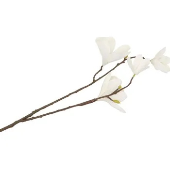 umělá květina Dekorace umělá hedvábná větvička Magnólie s bílými květy - 70 cm