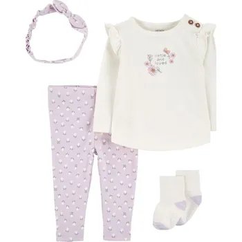 Kojenecká souprava CARTER'S Set 4dílný triko dl. rukáv, tepláky, čepice, ponožky Olive/Ivory Stripe kluk MFL 12m/vel. 8