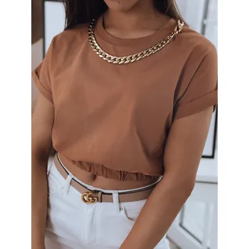 Dámské tričko Hnědé dámské tričko s řetízkem RY1703 Velikost: M