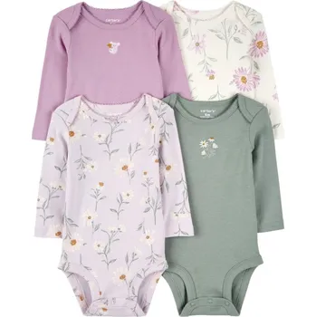 Kojenecký body CARTER'S Body dlouhý rukáv Purple/Green Floral holka 4ks 9m/vel. 74
