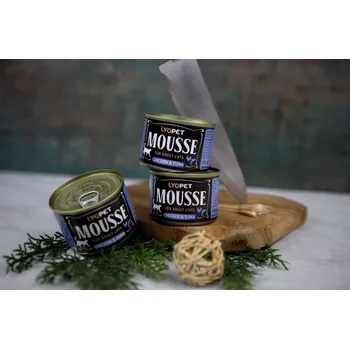 Krmivo pro kočku LYOPET Mousse pro kočky kuře & tuňák 170 g