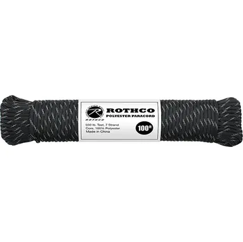 Sport Šňůra PARACORD polyester 550LB 30m 4mm ČERNÁ/REFLEXNÍ nitky (Šňůra PARACORD polyester 550LB 30m 4mm ČERNÁ/REFLEXNÍ nitky)