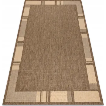 Koberec VENKOVNÍ SISAL KOBEREC 60x110 RÁMEČEK , HNĚDÉ OBDÉLNÍKY #DEV398