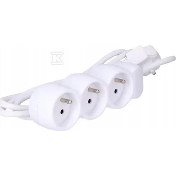 Napájecí kabel Prodlužovací Kabel se 3 zásuvkami, bílý, 1,5 m, Onnline