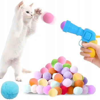 Hračka pro kočku Míč pro kočky Meow&Mrrrau Pistole na plyšové míčky 20ks