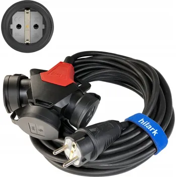 Napájecí kabel SCHUKO Gumový Prodlužovací Kabel H07RNF 3x1,5 3m s T-ROZDĚLOVAČ